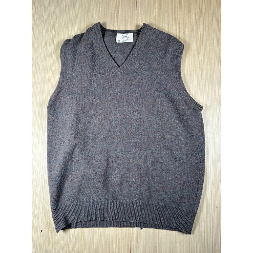 Lord Jeff‎ Vest Sweater Men's Large Gray Lambswool Knit V-Neck Classic Casual